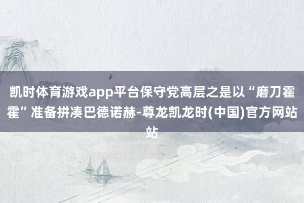 凯时体育游戏app平台保守党高层之是以“磨刀霍霍”准备拼凑巴德诺赫-尊龙凯龙时(中国)官方网站
